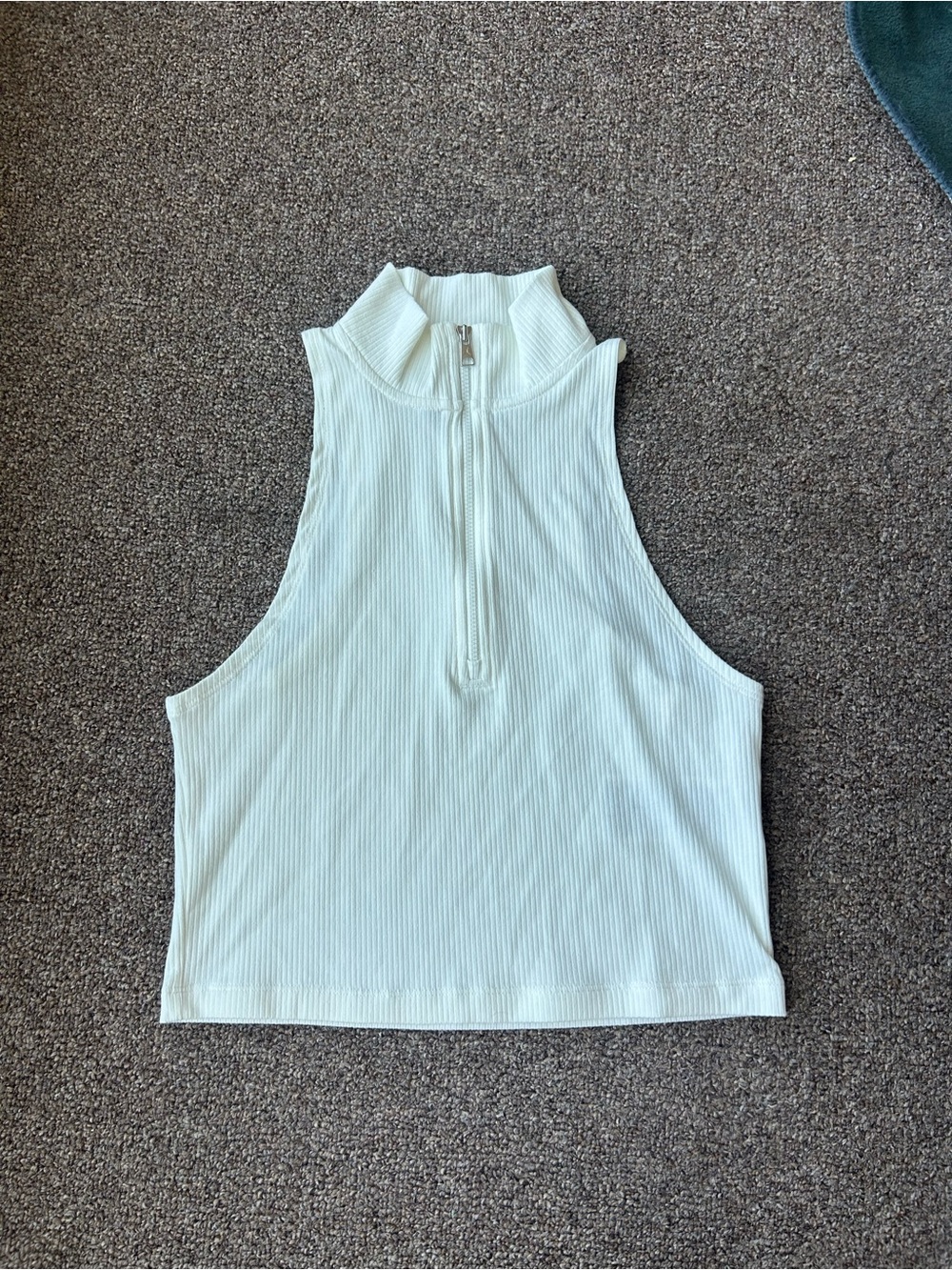 Jordan white ribbed quarter zip vest tank